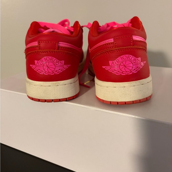 Nike Women's Air Jordan 1 Low SE Red and Pink Sneakers - Picture 3 of 5